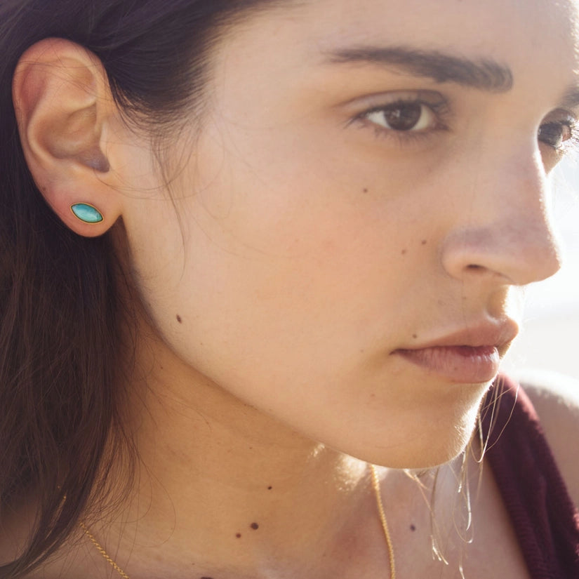 Navette Cut Semi-Precious Studs